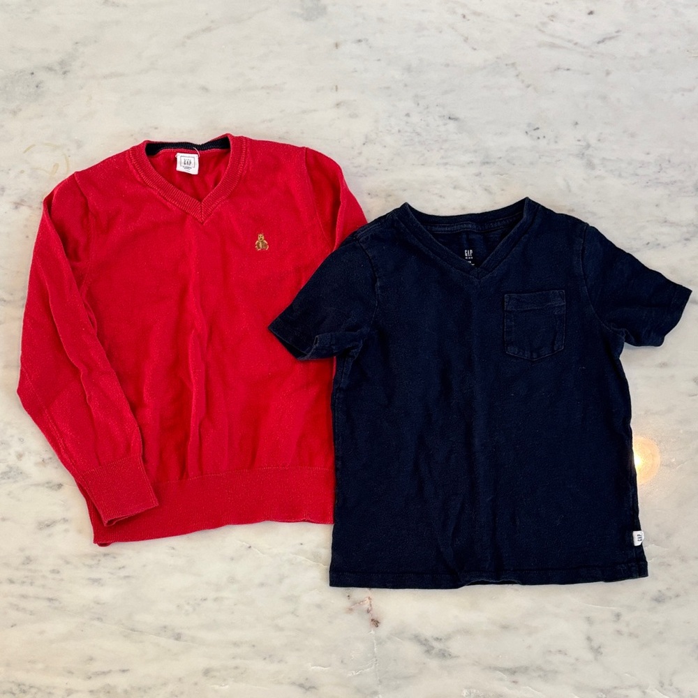 GAP Red Sweater and Navy T-Shirt Set for Kids (5T & XS)